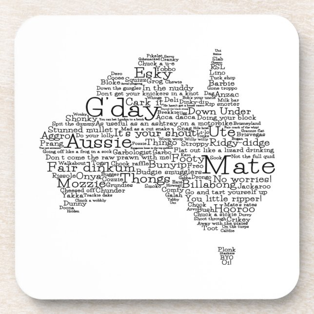 Australian slang map coaster (Front)