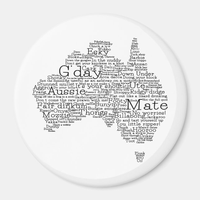 Australian slang map magnet (Front)