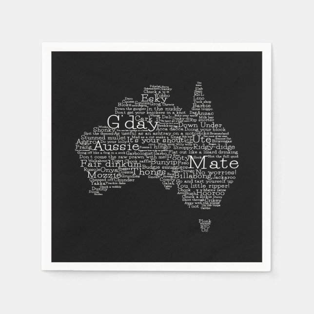 Australian slang map napkin (Front)