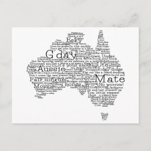 Australian slang map postcard