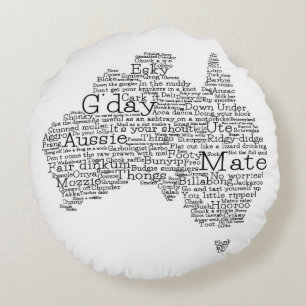 Australian slang map round pillow