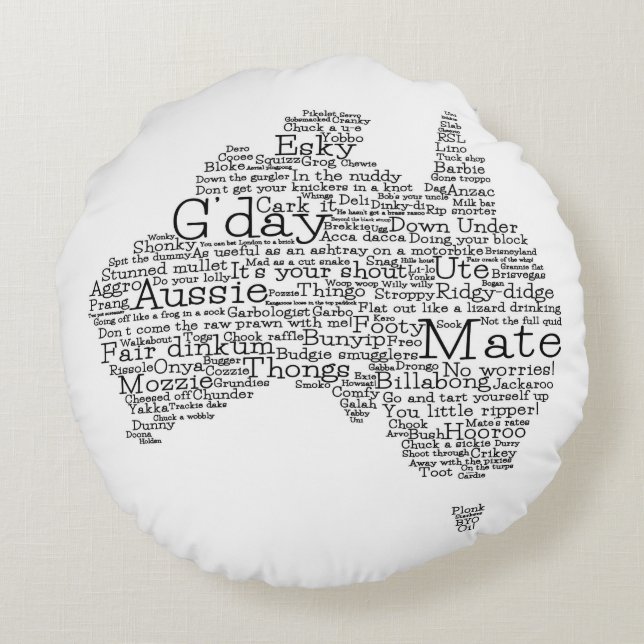 Australian slang map round pillow (Back)