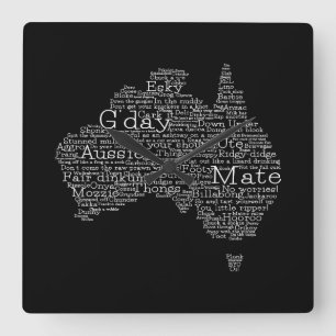 Australian slang map square wall clock