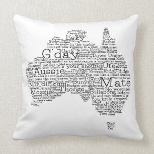 Australian slang map throw pillow