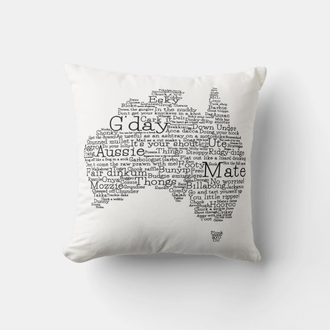 Australian slang map throw pillow (Front)