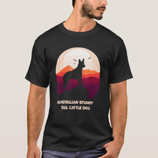 Australian Stumpy Tail Cattle Dog and Mountain T-Shirt (Front)