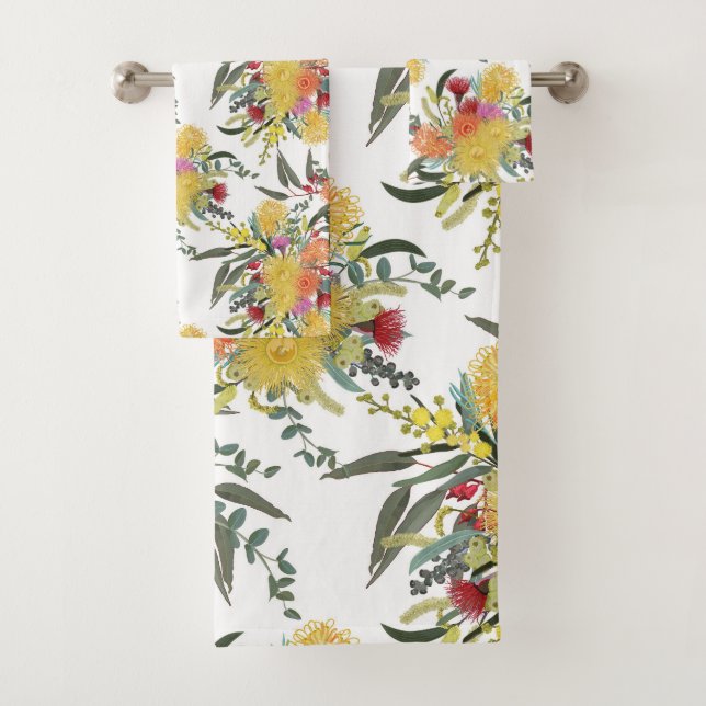 Australian Summer Bush Blooms Bath Towel Set (Insitu)