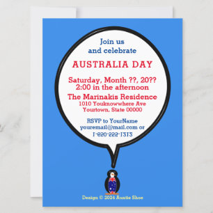 Australian Talking Ms Penguin Personalized Invitation
