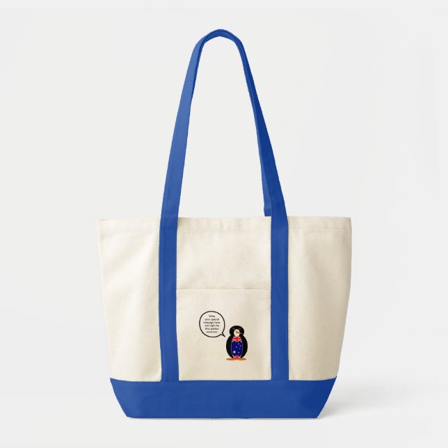 Australian Talking Ms Penguin Personalized  Tote Bag (Front)