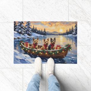 Australian Terrier Christmas Boat Holiday Doormat