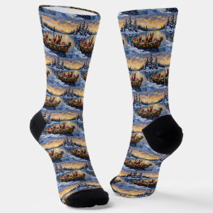 Australian Terrier Christmas Boat Holiday Socks