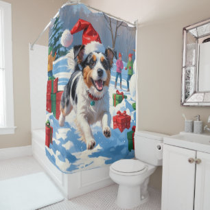 Australian Terrier Christmas Festive Snow Scene