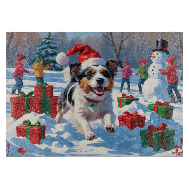 Australian Terrier Christmas Festive Snow Scene Cutting Board (Front)