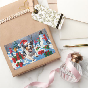 Australian Terrier Christmas Festive Snow Scene Sticker