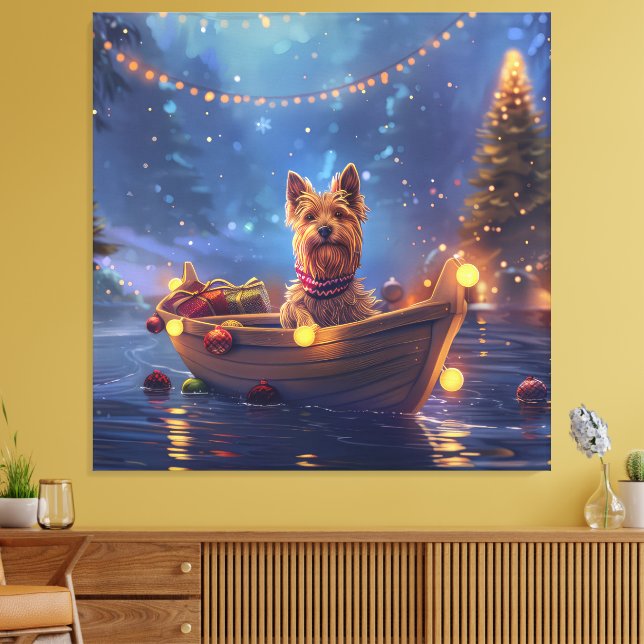 Australian Terrier Christmas Festive Voyage Canvas Print (Insitu(LivingRoom))