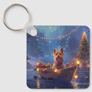 Australian Terrier Christmas Festive Voyage Keychain
