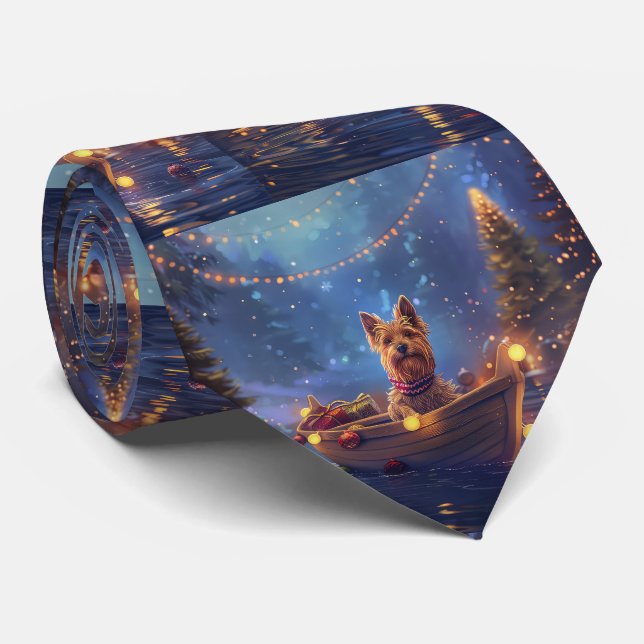 Australian Terrier Christmas Festive Voyage Tie (Rolled)