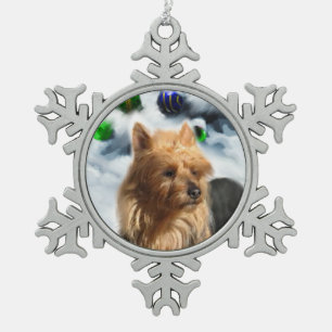 Australian Terrier Christmas Snowflake Pewter Christmas Ornament