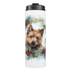 Australian Terrier Christmas Wreath Festive Pup  Thermal Tumbler