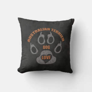 Australian Terrier Dog Breed on Charcoal Grey Throw Pillow