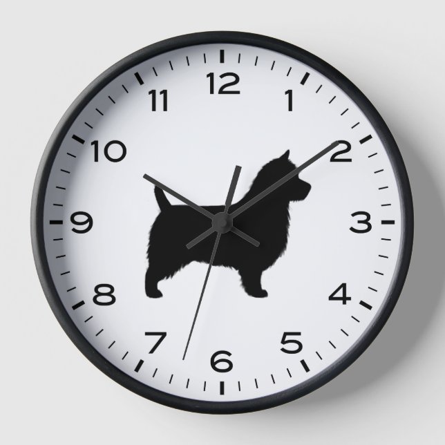 Australian Terrier Dog Breed Silhouette Clock (Front)