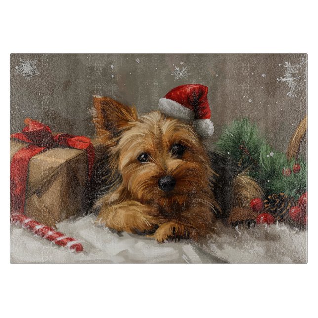 Australian Terrier Dog Christmas Festive Cutting Board (Front)