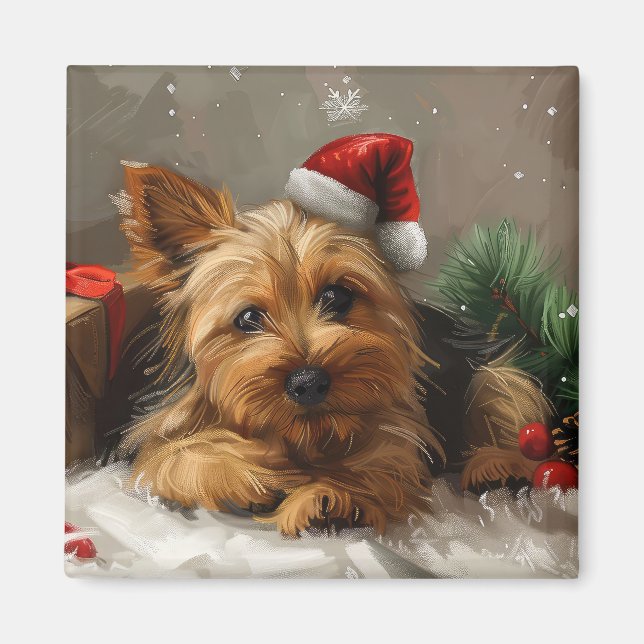 Australian Terrier Dog Christmas Festive Magnet (Front)