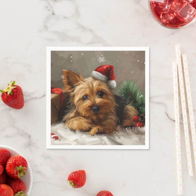 Australian Terrier Dog Christmas Festive Napkin (Insitu)