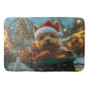 Australian Terrier Dog Roller Coaster Christmas Bath Mat