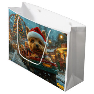Australian Terrier Dog Roller Coaster Christmas Large Gift Bag