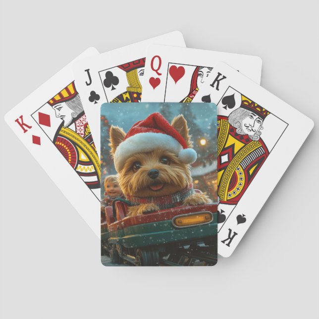 Australian Terrier Dog Roller Coaster Christmas Playing Cards (Back)
