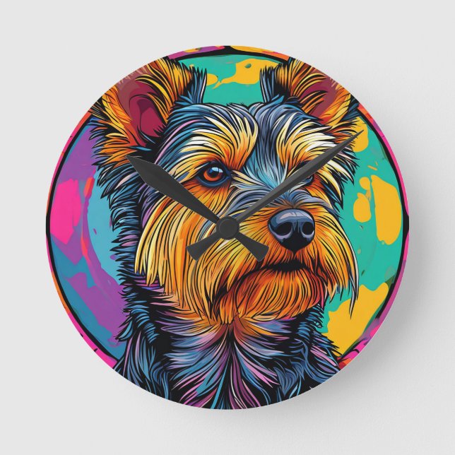 Australian Terrier dog Round Clock (Front)