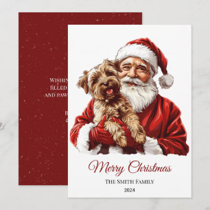 Australian Terrier Dog Santa Claus Christmas Holiday Card