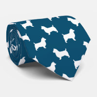 Australian Terrier Dog Silhouettes Pattern Blue
