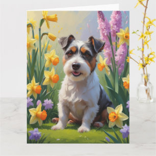 Australian Terrier Dog Spring Flowers Painting Card