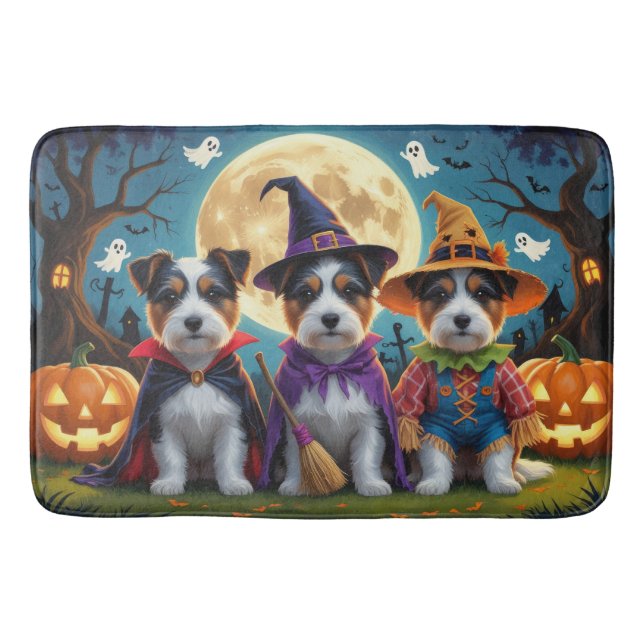 Australian Terrier Dogs Pumpkin Halloween Funny Bath Mat (Front)