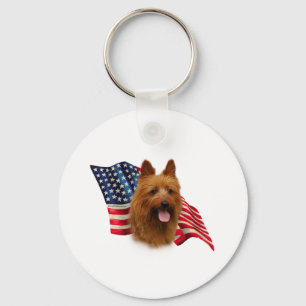 Australian Terrier Flag Keychain