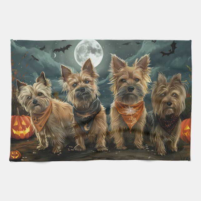 Australian Terrier Halloween Spooky Kitchen Towel (Horizontal)