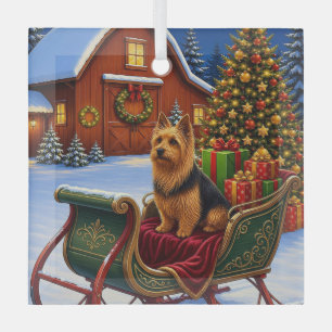 Australian Terrier Holiday Glass Ornament