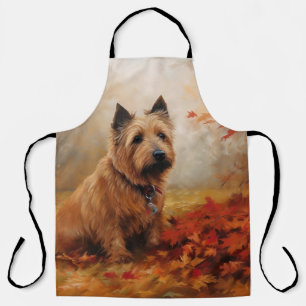 Australian Terrier in Autumn Leaves Fall Inspire Apron