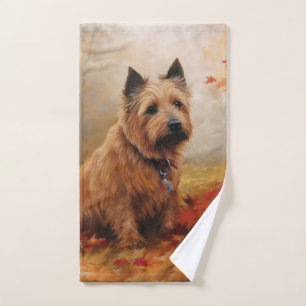 Australian Terrier in Autumn Leaves Fall Inspire Bath Towel Set