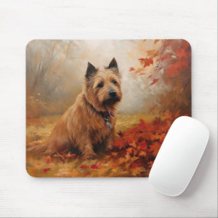 Australian Terrier in Autumn Leaves Fall Inspire Mouse Pad