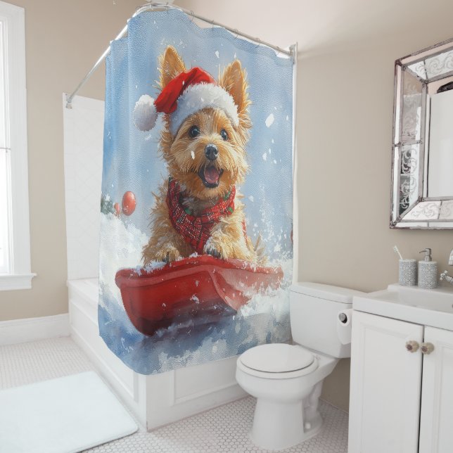 Australian Terrier in Sledge Let it Snow Christmas (In Situ)