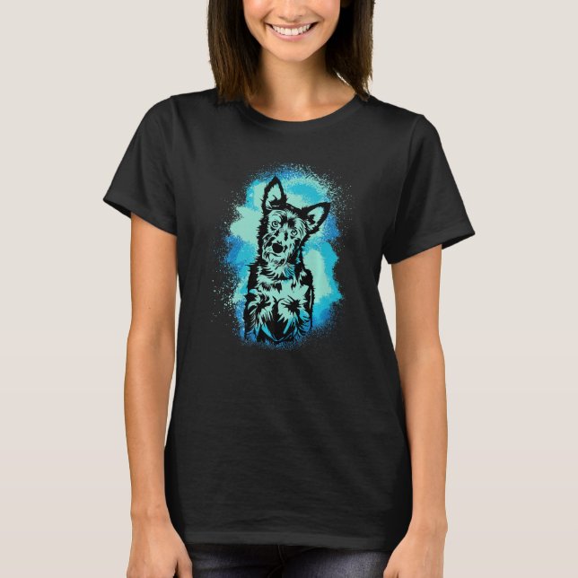 Australian Terrier Paint Blue Design Dog Mom Dad P T-Shirt (Front)