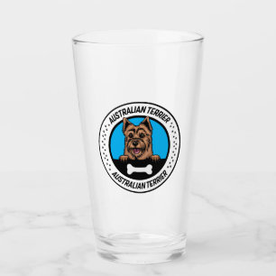 Australian Terrier Peeking Illustration Badge Glass