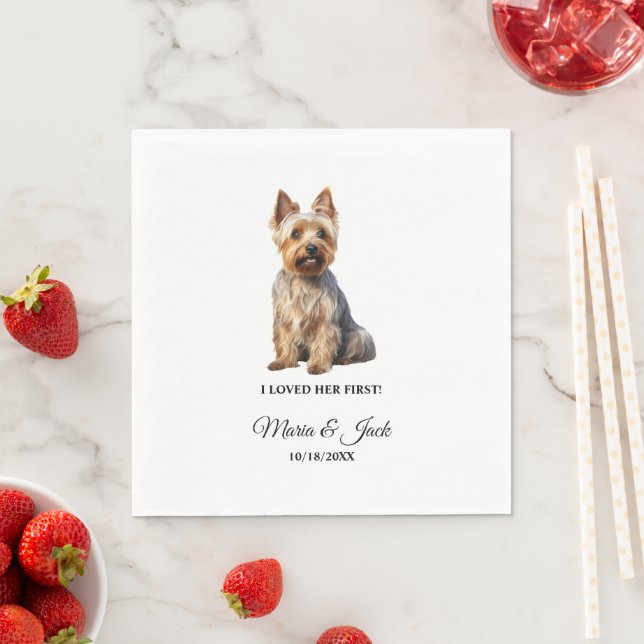 Australian Terrier Pet Cocktail Wedding  Napkin (Insitu)