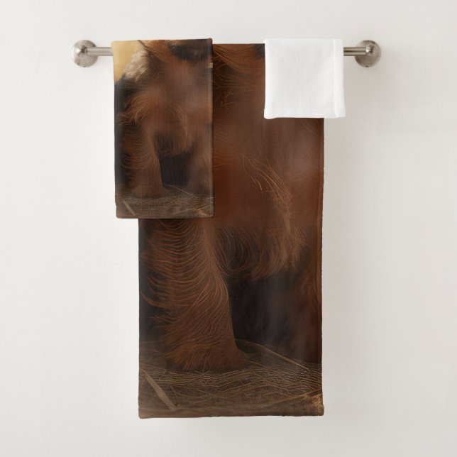 Australian Terrier Puppy Autumn Delight Pumpkin Bath Towel Set (Insitu)