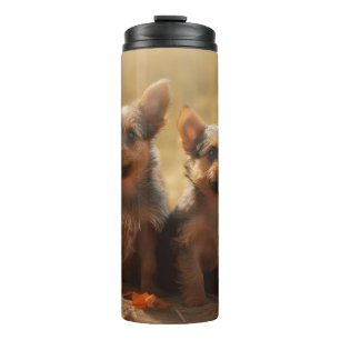 Australian Terrier Puppy Autumn Delight Pumpkin Thermal Tumbler