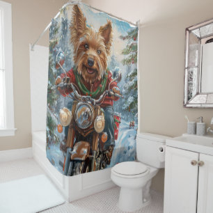 Australian Terrier Riding Motorcycle Christmas