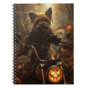 Australian Terrier Riding Motorcycle Halloween Notebook